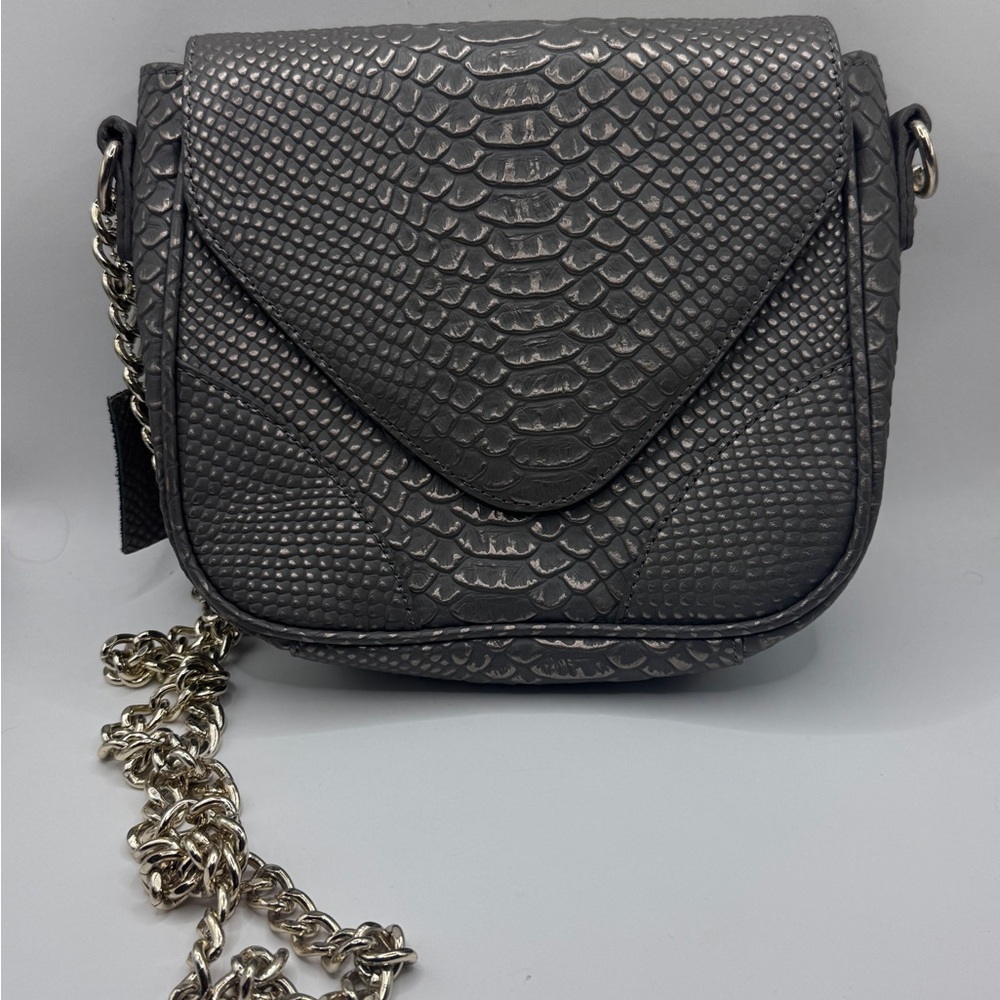 Croc Gator Leather Chain Flap Bag Danier Coco Taupe Brand New